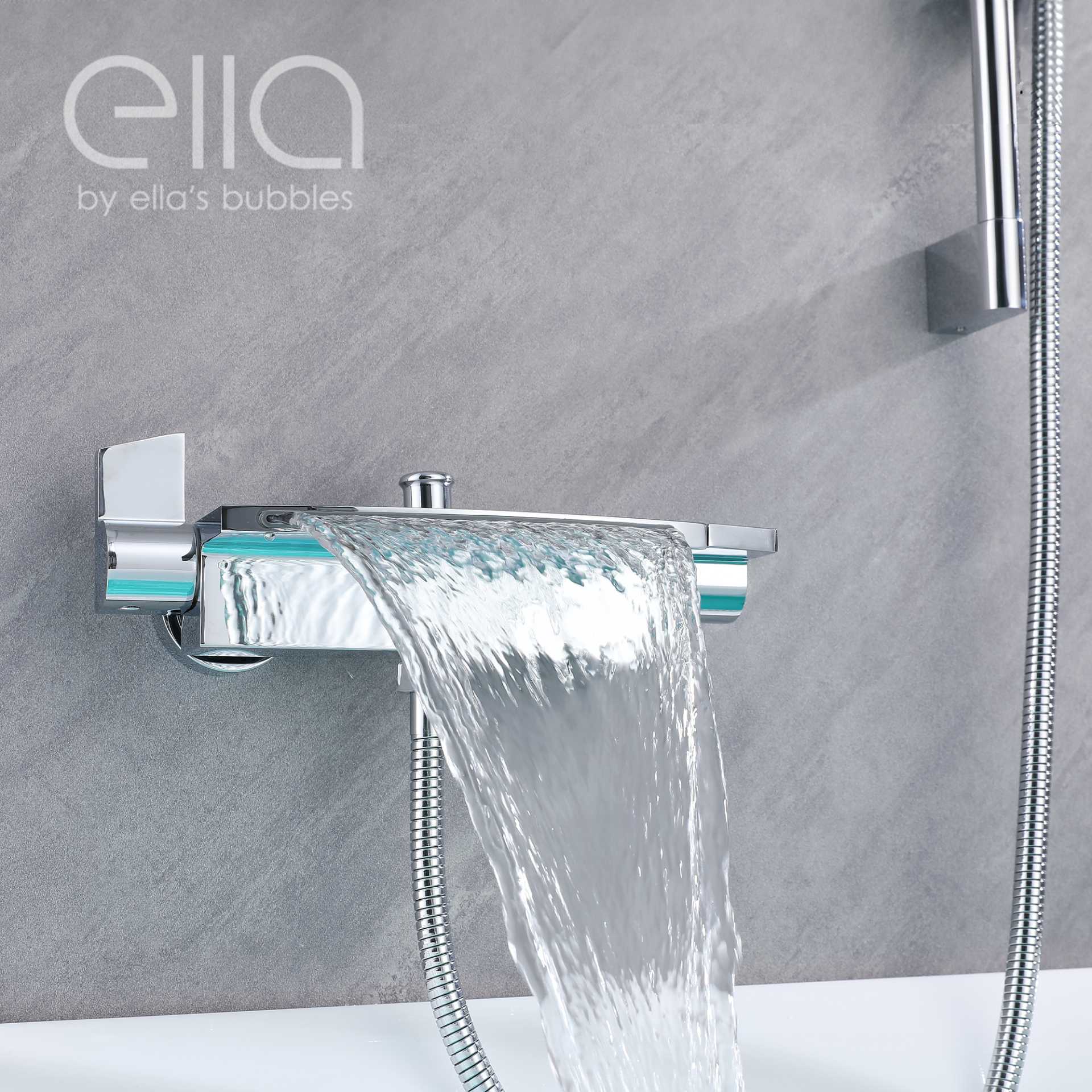 Support mural pour robinet de baignoire en cascade avec curseur de 24 po et douche à main - DT9A6019 | Support mural pour robinet de baignoire en cascade avec curseur de 24 po et douche à main - DT9A6019 |