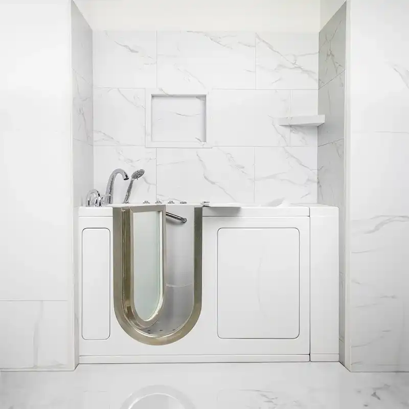 Carrelage PVC à rainure languette et rainure 25"x15 » - Niche shelf bathroom 1 | Chrome Brush Nickel Faucets