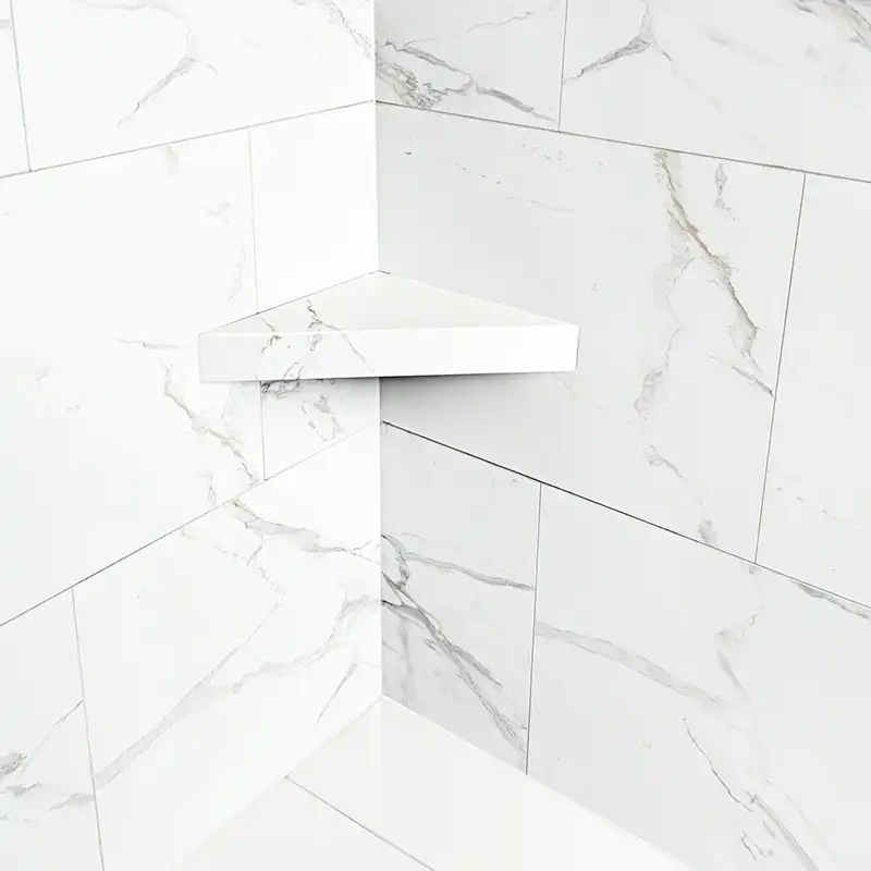 Carrelage PVC à rainure languette et rainure 25"x15 » - Niche shelf bathroom 6 | Brushed Nickel Faucet 5 Pieces