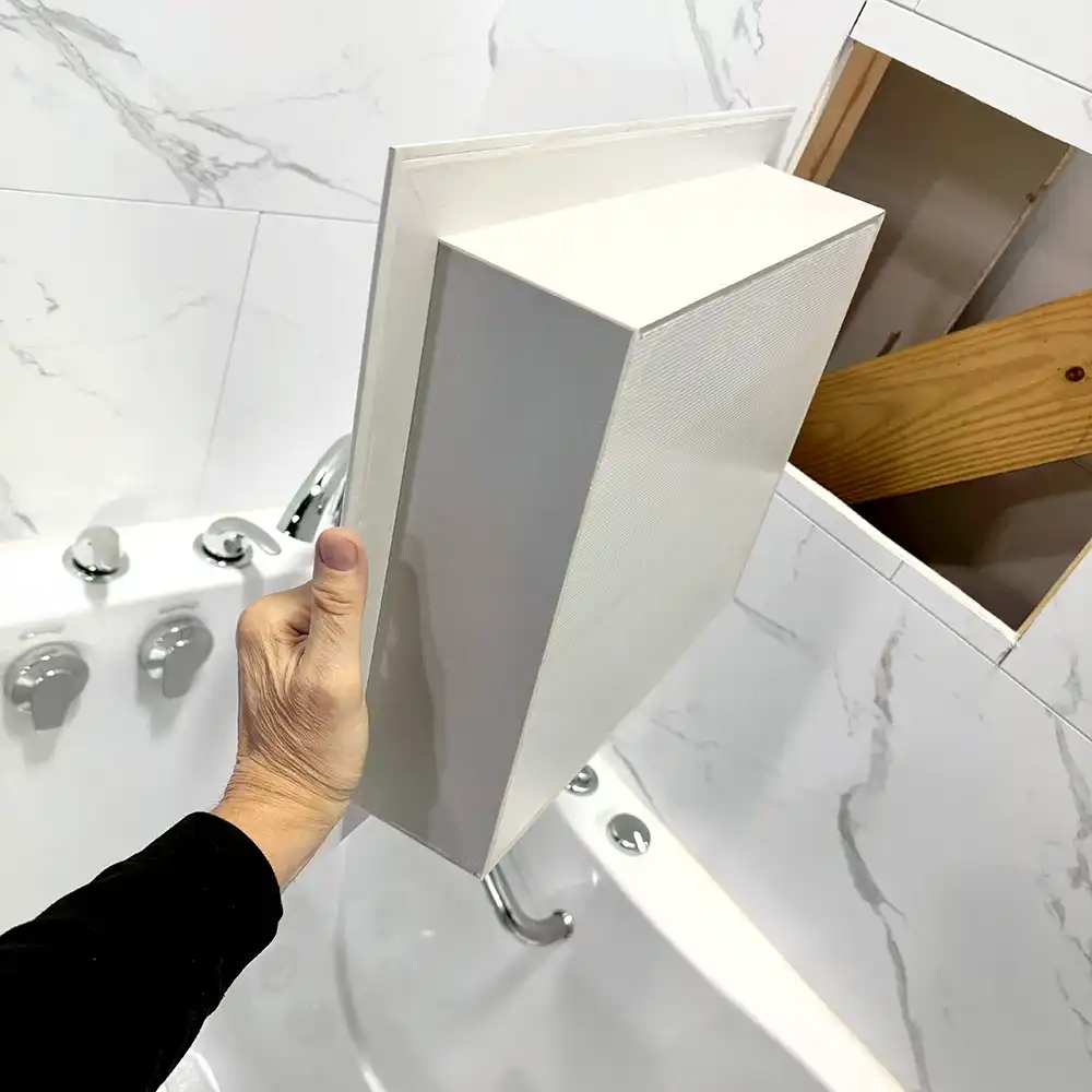 Carrelage PVC à rainure languette et rainure 25"x15 » - IMG 5996 1 | Brushed Nickel Mixers