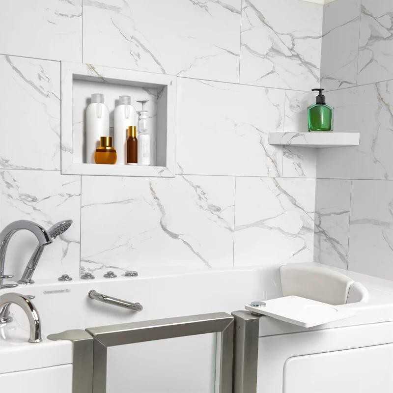 Carrelage PVC à rainure languette et rainure 25"x15 » - niche shelf bathroom 12 | Chrome Brush Nickel Faucets