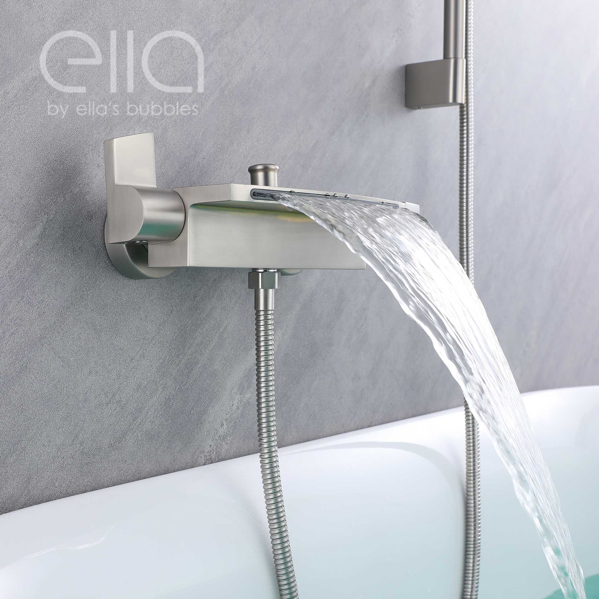 Support mural pour robinet de baignoire en cascade avec curseur de 24 po et douche à main - DT9A6037 | Support mural pour robinet de baignoire en cascade avec curseur de 24 po et douche à main - DT9A6037 |