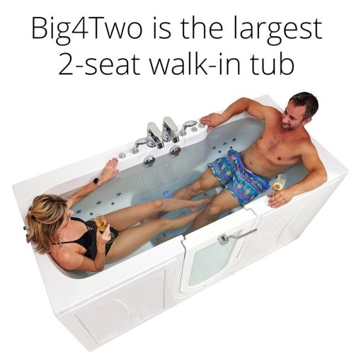 Big4two baignoire à deux places avec porte battante extérieure, Air + Hydro + Massage indépendant des pieds 36 « x80 » (91cm X 203cm)