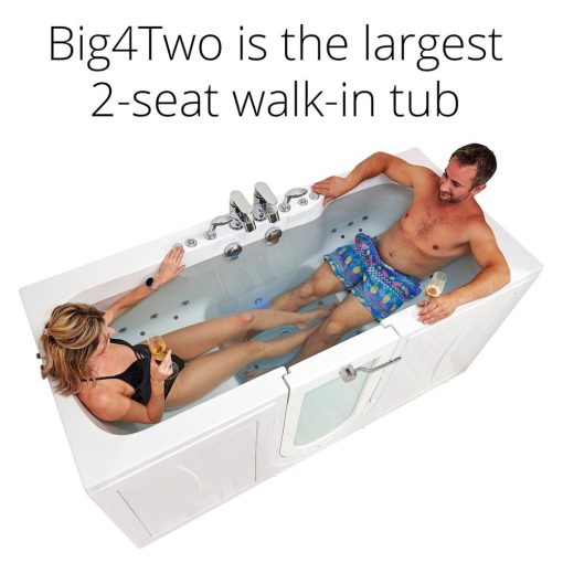 Big4two baignoire à deux places avec porte battante extérieure, Air + Hydro + Massage indépendant des pieds 36 « x80 » (91cm X 203cm)