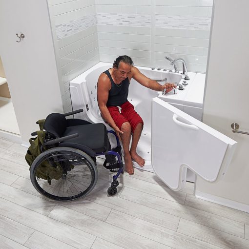 Baignoire à pied accessible en fauteuil roulant Transfer30 avec robinet à remplissage rapide 2PC - 30 « L x 52"L (76cm x 132cm) - transfer30 wheelchair accessible walk in bathtub 30″w x 52″l 76cm x 132cm |