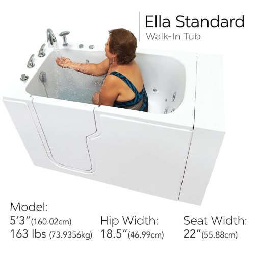 Ella Standard 30×52 Hydrothérapie acrylique Promenade de massage dans la baignoire