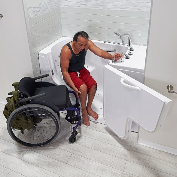 Transfer 30 Dual Massage Model - Mid Door Opening - Wheelchair Transfer Walk In Tub - Getting In Tub Wheel Chair