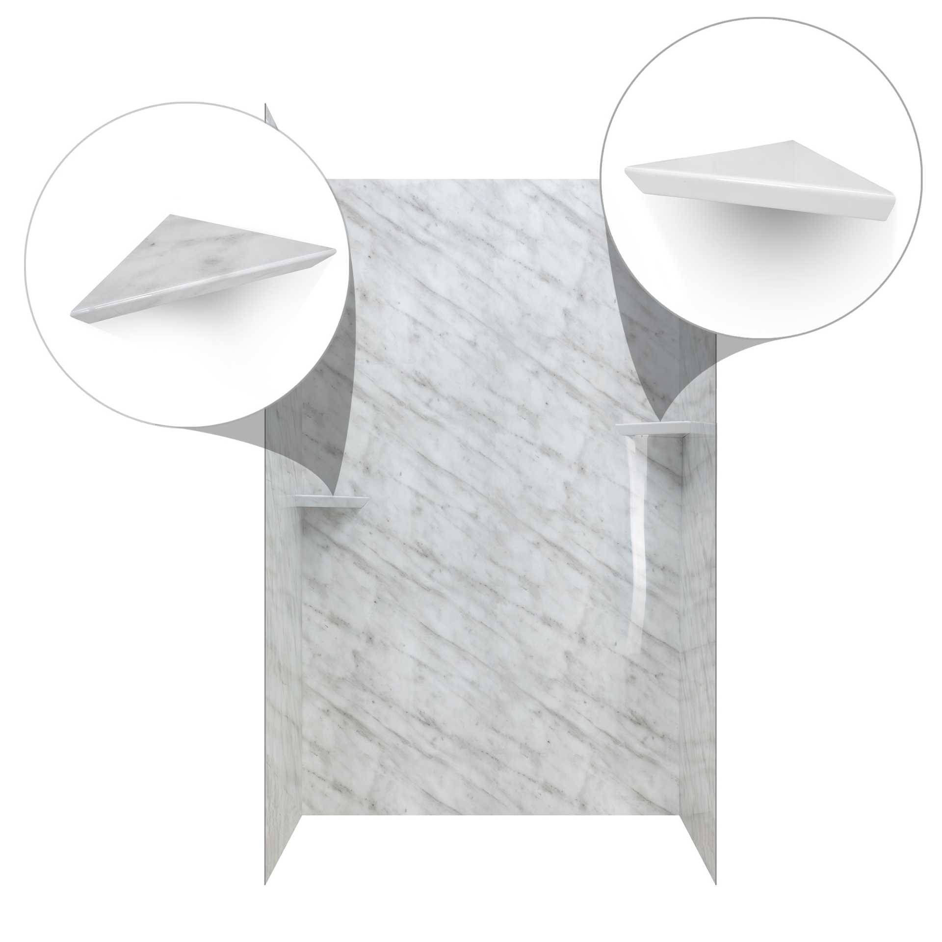 Ensemble mural de douche en marbre de Carrare, en acrylique à 3 panneaux, entourage de 40&nbsp;» x 60&nbsp;» x 98&nbsp;» - carrara marble acrylic 3 panel shower wall kit surround accessories |