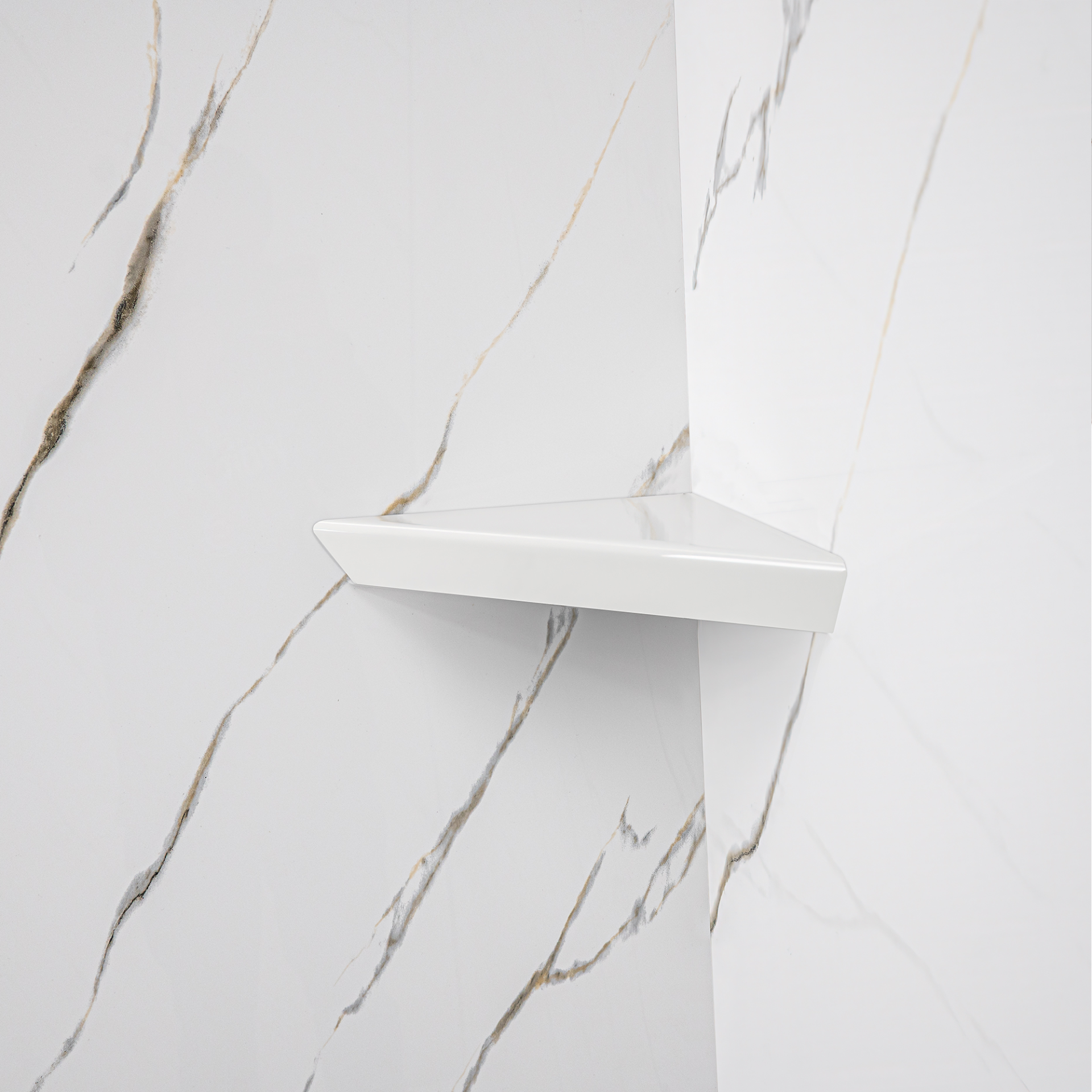 Calacatta Gold, entourage mural de douche en acrylique à 3 panneaux de 40&nbsp;» x 60&nbsp;» x 98&nbsp;» - Calacatta Gold Acrylic Shower shelf |