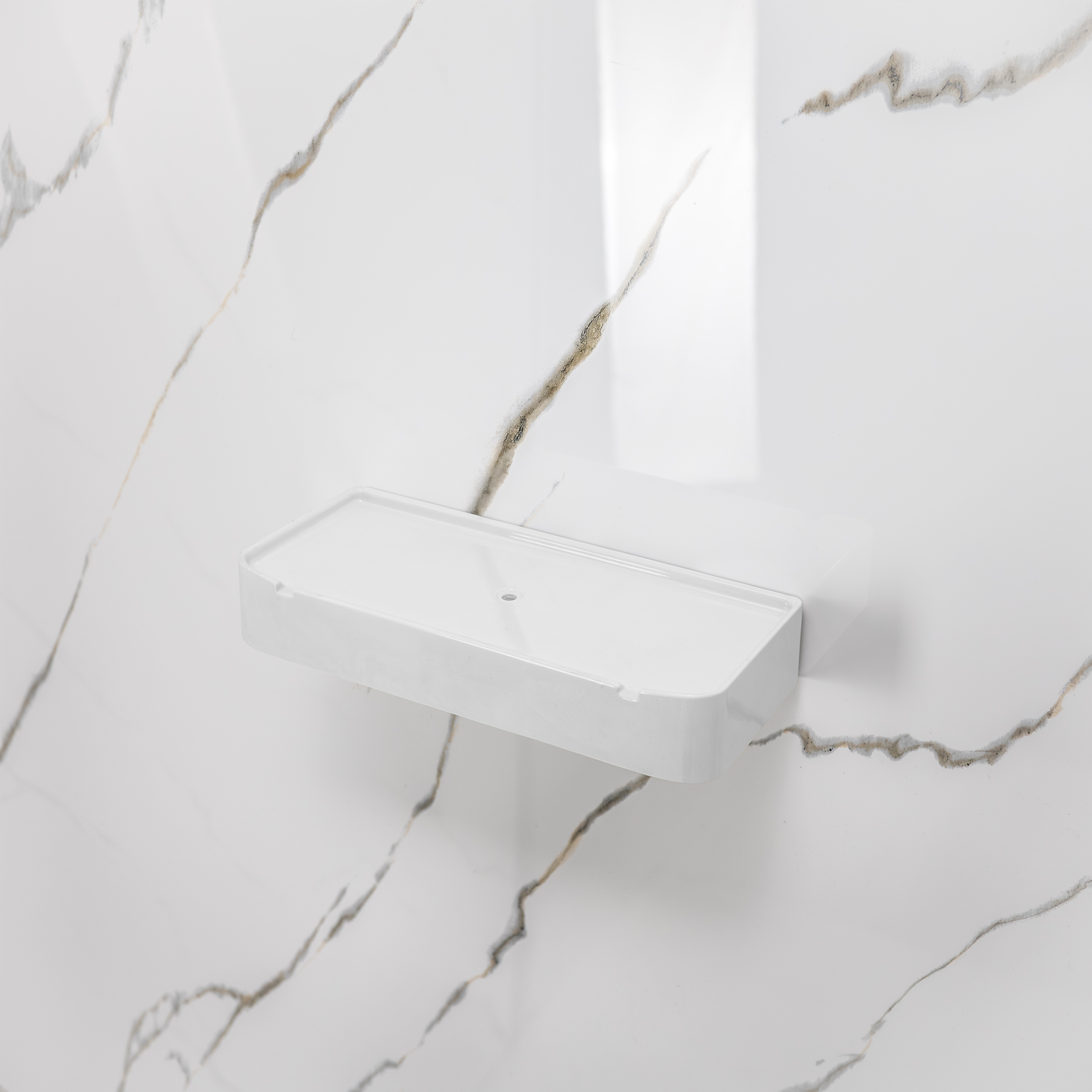 Calacatta Gold, entourage mural de douche en acrylique à 3 panneaux de 40&nbsp;» x 60&nbsp;» x 98&nbsp;» - Calacatta Gold Acrylic Rectangular Shower Shelf |