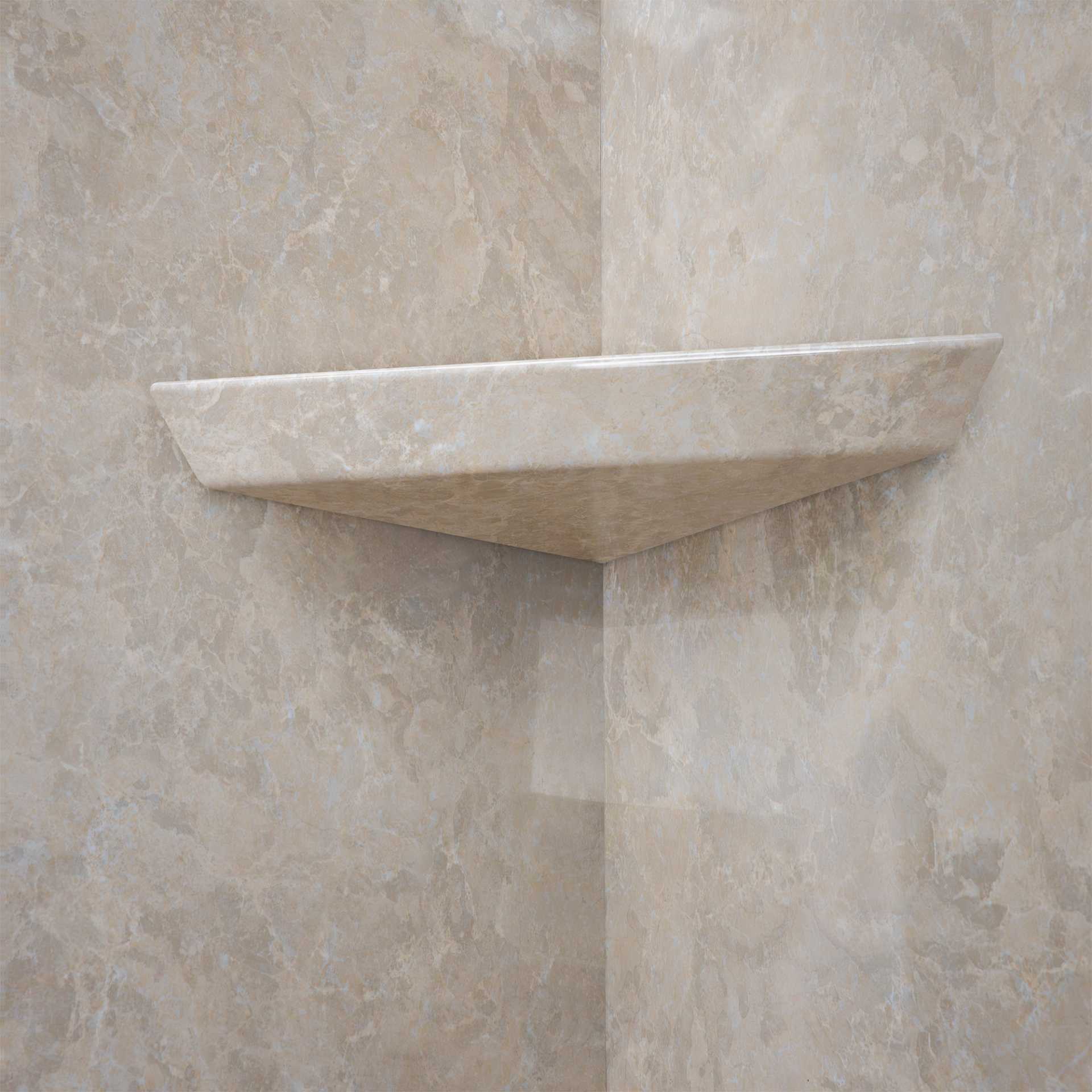 Encadrement mural de la douche en grès, en acrylique à 3 panneaux, 40&nbsp;» x 60&nbsp;» x 98&nbsp;» - sanstone corner acrylic shower shelves bathroom |