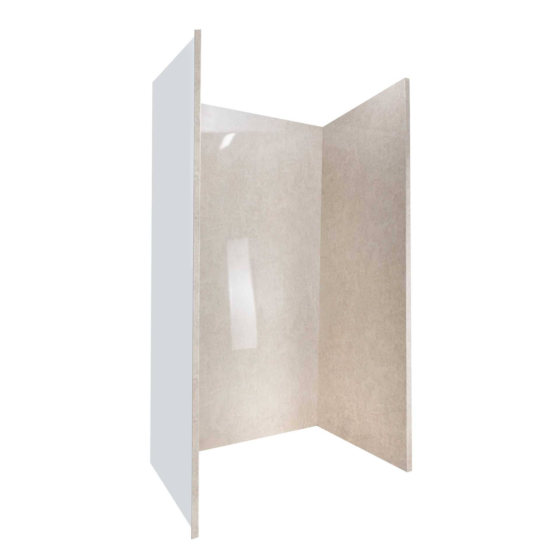 Encadrement mural de la douche en grès, en acrylique à 3 panneaux, 40&nbsp;» x 60&nbsp;» x 98&nbsp;» - sandstone acrylic panel shower wall side bend |