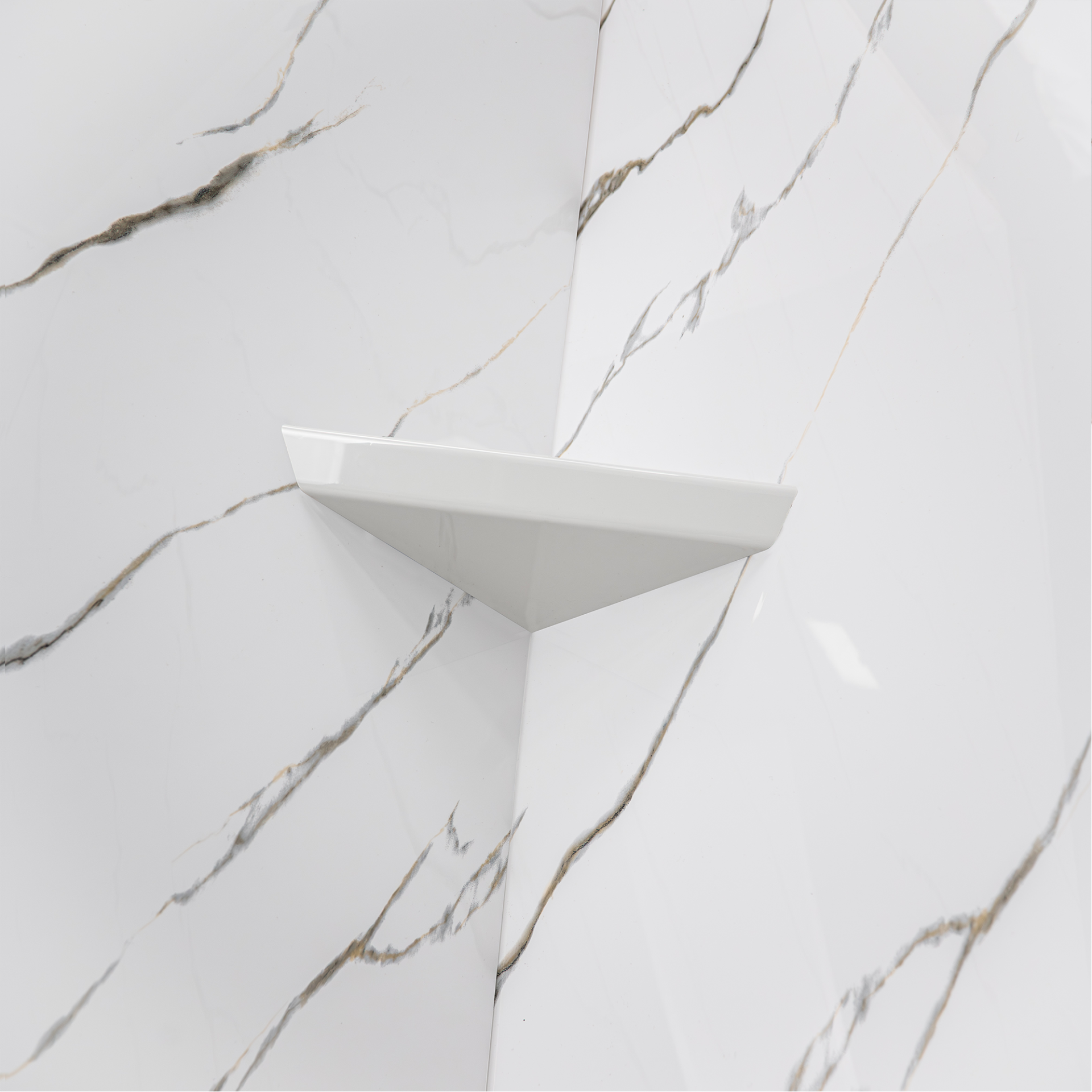 Calacatta Gold, entourage mural de douche en acrylique à 3 panneaux de 40&nbsp;» x 60&nbsp;» x 98&nbsp;» - Calacatta Gold Acrylic Panel Shower shelf |