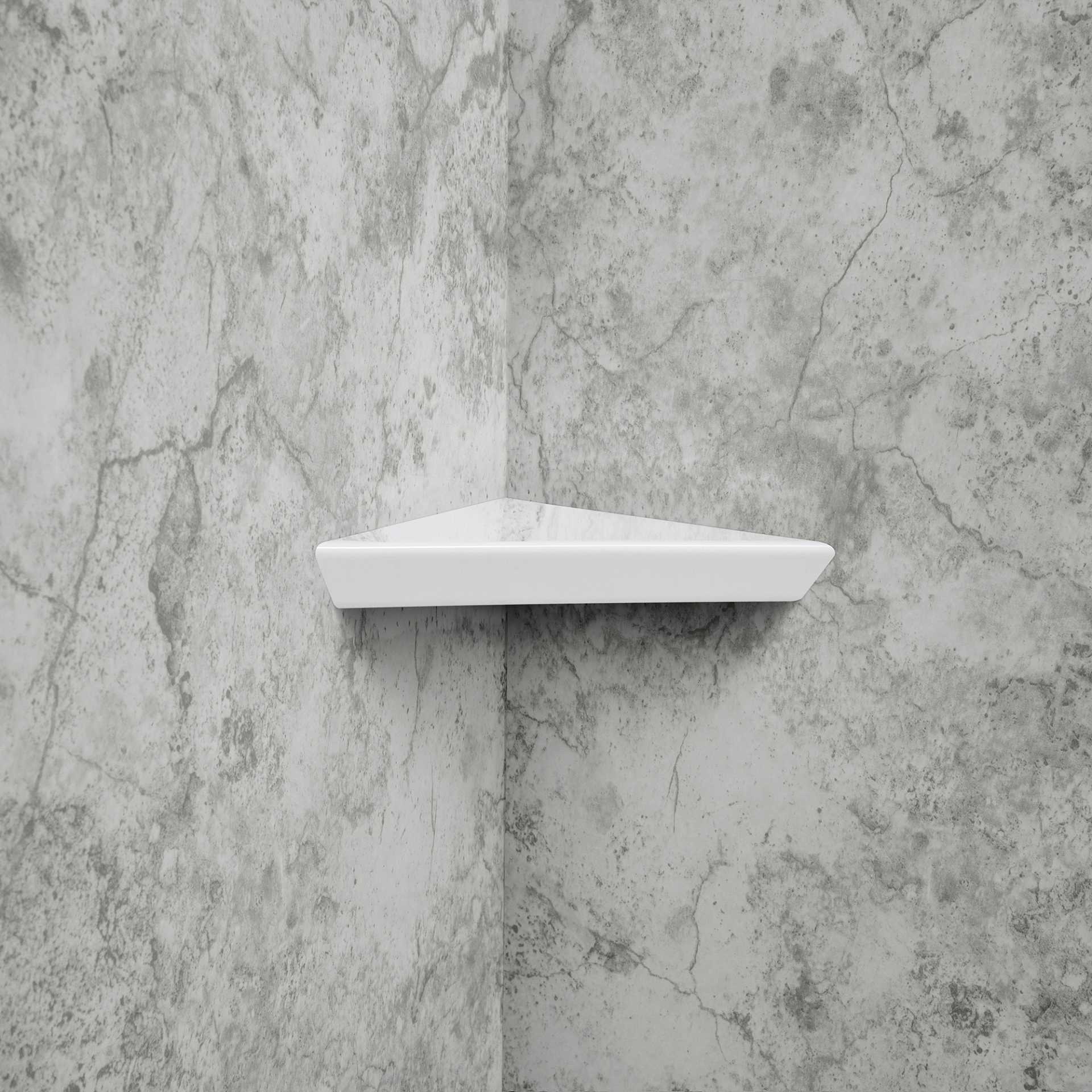 Encadrement mural du kit de douche en acrylique en calcaire de 40&nbsp;» x 60&nbsp;» x 105&nbsp;» - limestone acrylic panel shower corner white shelf 2 |