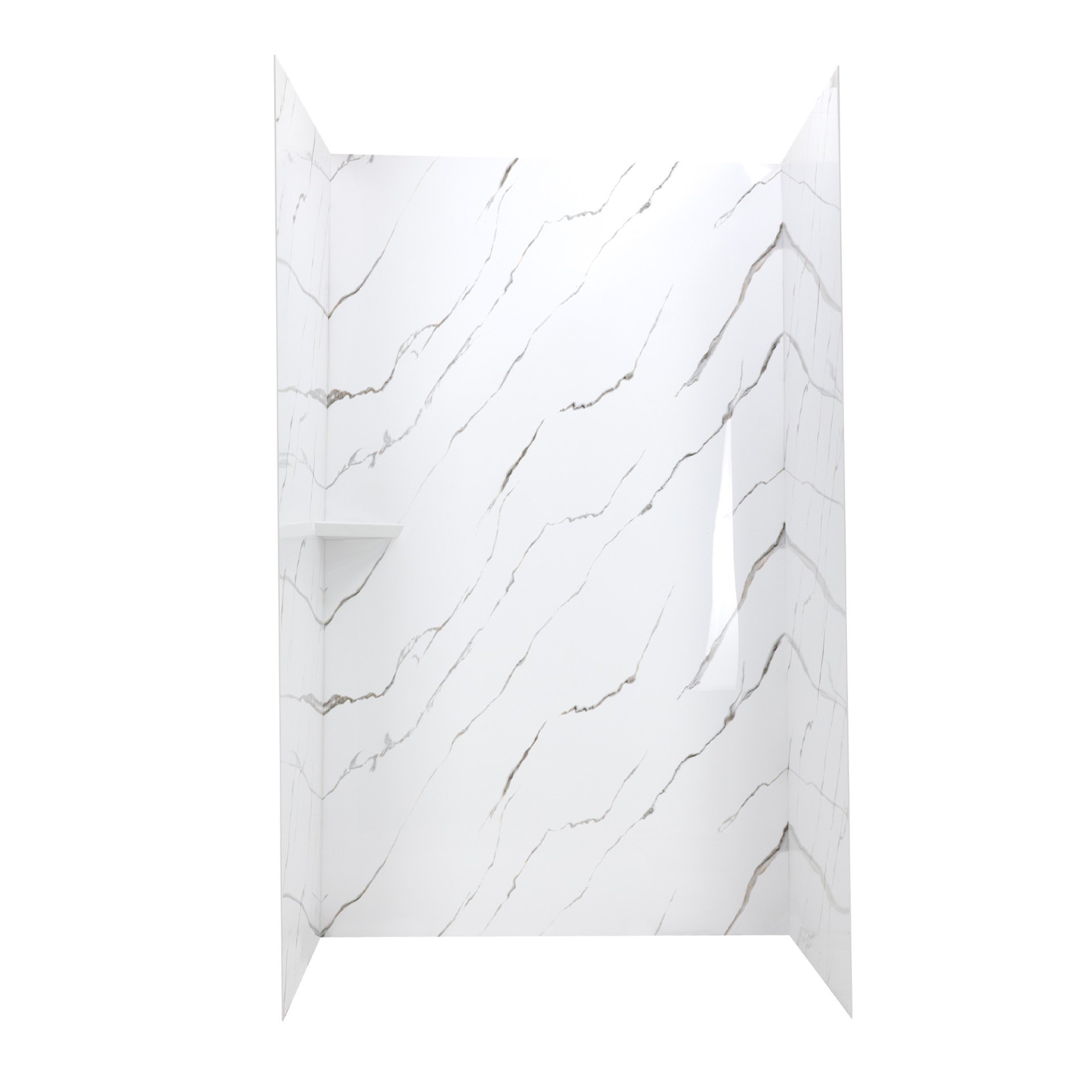 Calacatta Gold, entourage mural de douche en acrylique à 3 panneaux de 40&nbsp;» x 60&nbsp;» x 98&nbsp;» - Calacatta Gold Acrylic Shower Wall shelf |